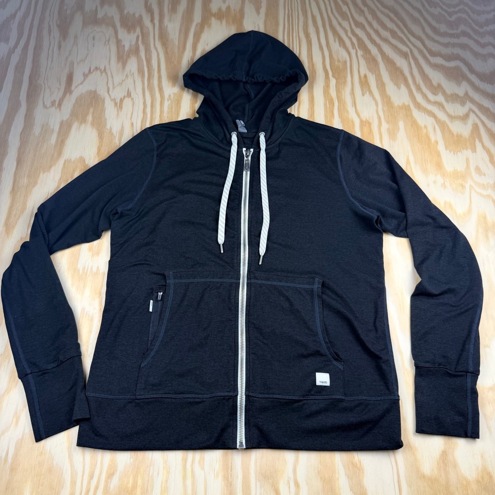 Vuori Halo Performance Zip Front Hoodie Black Heather VW201 Medium